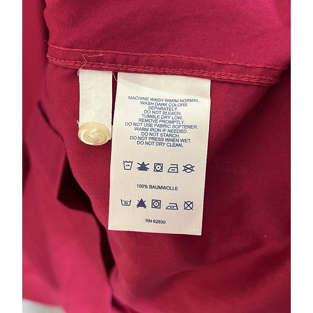 Lands End Long Sleeve Button Up Top Womens Size‎ 12 Magenta Cotton Blouse - Picture 4 of 7
